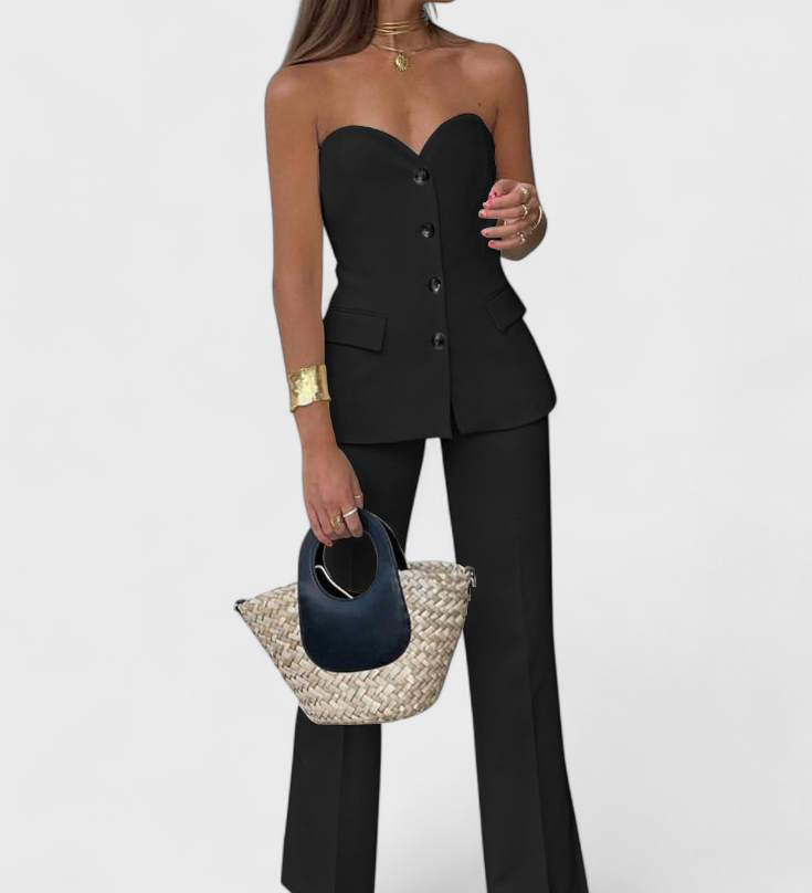 Ensemble Paesha Relaxé sans Manches et Jambes Amples