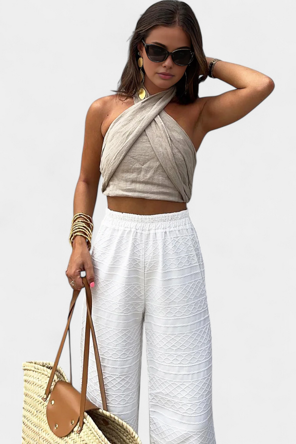 Lena | Top Croisé Sans Dos avec Nœud et Style Halter