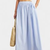 Jupe Yora A-Line en Coton avec Taille Élastique et Poches