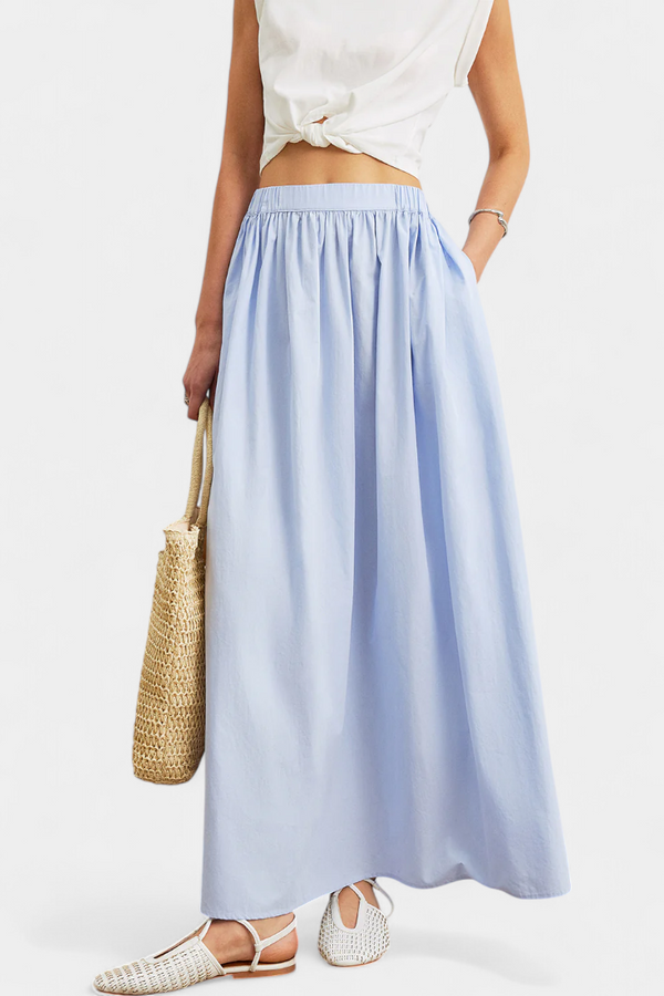 Jupe Yora A-Line en Coton avec Taille Élastique et Poches