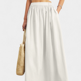 Jupe Yora A-Line en Coton avec Taille Élastique et Poches