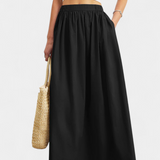 Jupe Yora A-Line en Coton avec Taille Élastique et Poches