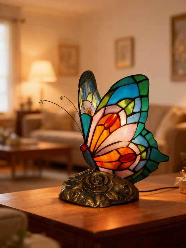 BUTTERGLOW | Lampe en verre faite à la main avec papillon