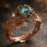 Bague Nature avec cristal vert