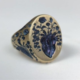 Bague Rétro avec Fleur Bleue en Or