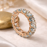 Bague Vintage avec Verres Bleus et Dorés Intégrés