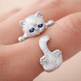 Bague ajustable en argent 925 avec des chatons