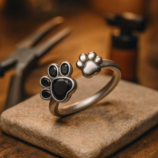 Bague ajustable et créative avec joli motif de patte