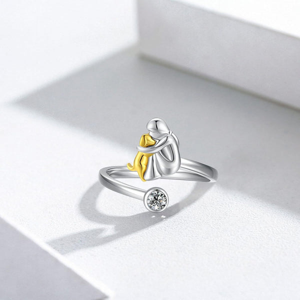Bague ajustable pour chien en argent – Bague artisanale pour femmes