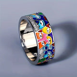 Bague en argent avec des yeux colorés