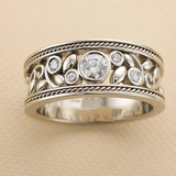 Bague en argent rétro avec zirconia