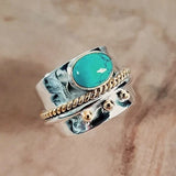 Bague large avec turquoise