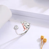 Bague pour chien en argent sterling et zircon blanc – Bague ajustable