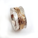 Bague rétro « Fil d'or » en argent