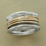 Bague rétro « Fil d'or » en argent