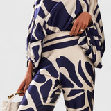 Sybella Ensemble de Deux Pièces avec Épaules Dégagées et Pantalons Amples Imprimés