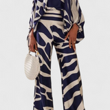 Sybella Ensemble de Deux Pièces avec Épaules Dégagées et Pantalons Amples Imprimés