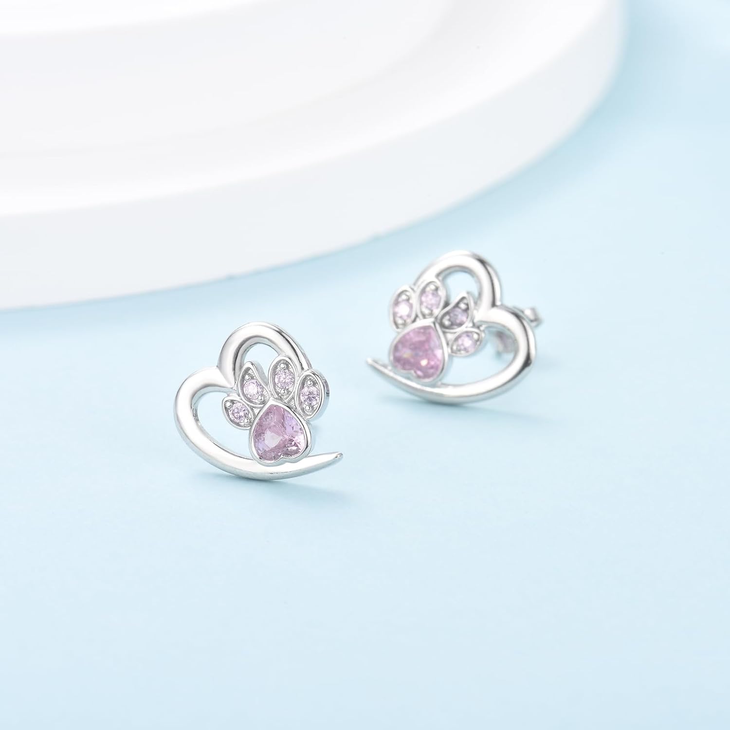 Boucles d'oreilles avec empreintes de pattes et cœur – Bijoux pour les amoureux des animaux