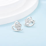 Boucles d'oreilles avec empreintes de pattes et cœur – Bijoux pour les amoureux des animaux