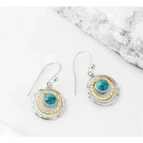 Boucles d'oreilles bohèmes « Saturne » avec turquoise en argent et or