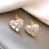 Boucles d'oreilles pendantes en cristal en forme de cœur