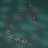 Bracelet ajustable en argent sterling avec empreinte de patte de chien
