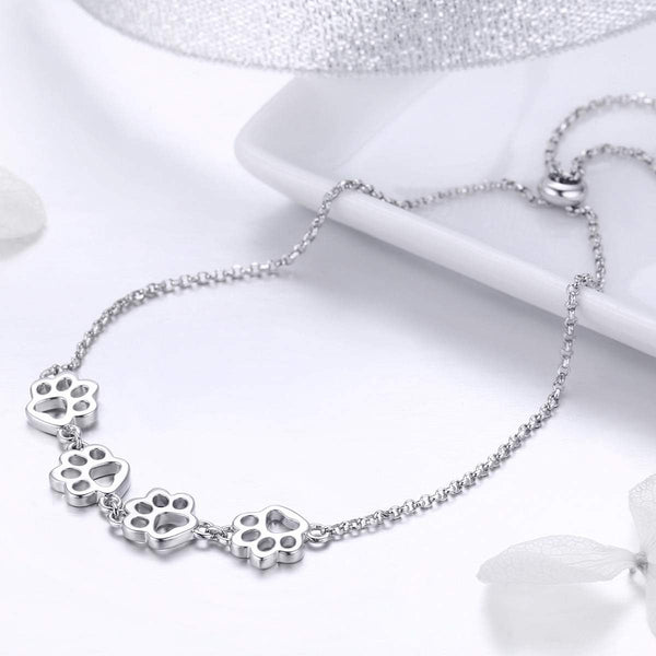 Bracelet ajustable en argent sterling avec empreinte de patte de chien