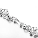 Bracelet avec Pattes de Chien Suspendues et Os en Argent Brut, Édition Limitée