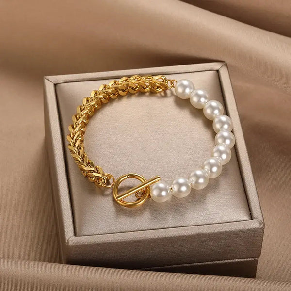 Bracelet élégant en or et marguerites