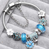 Bracelets rétro bleus en argent