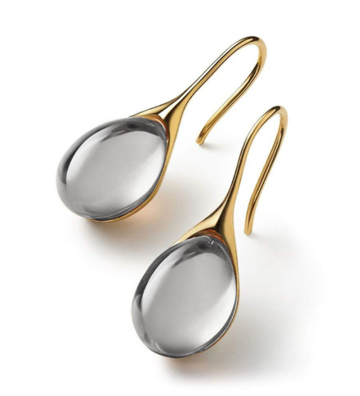 Boucles d'Oreilles en Cristal en Or et Argent