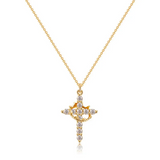 Collier avec croix et couronne en diamants