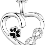 Collier avec empreinte de patte et cœur avec pendentif infini