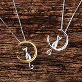 Collier avec lune suspendue et chat