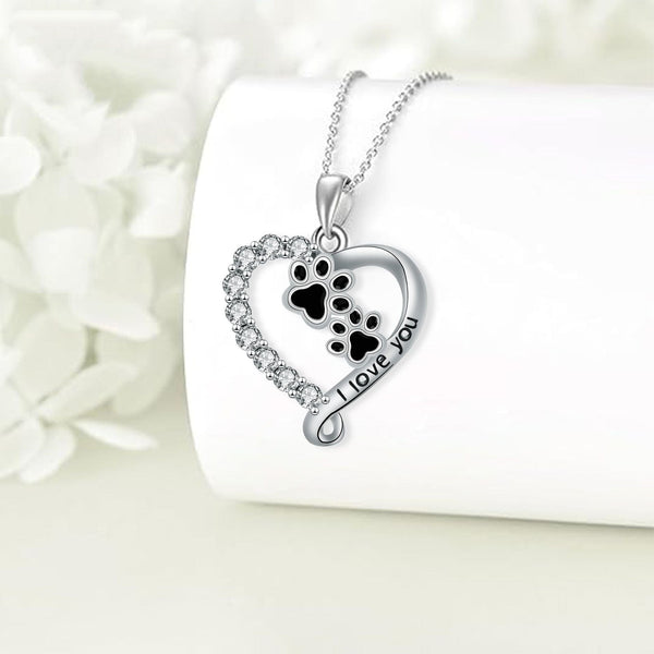 Collier avec ours de l'amitié en argent et noir