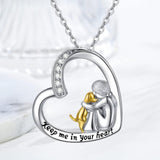 Collier de la Chance avec Motif de Cœur et Chien – Collier en Argent Sterling avec Zirconia