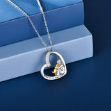 Collier de la Chance avec Motif de Cœur et Chien – Collier en Argent Sterling avec Zirconia