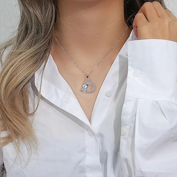 Collier en argent avec pendentif en forme de cœur 'Compagnon fidèle'