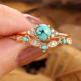 Ensemble de bagues en or avec turquoise