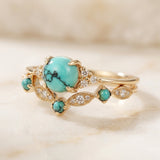 Ensemble de bagues en or avec turquoise