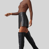 Bottes Noires au Dessus du Genou avec Talon Large