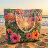 Sac de Plage Fait Main | Aube Tropicale