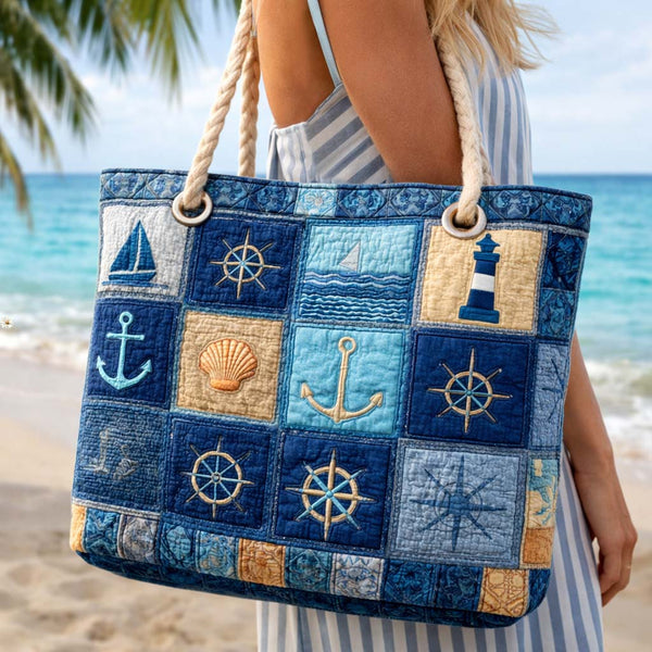 Sac de Plage Fait Main | Nautique Bleu