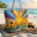 Sac de Plage Fait Main | Soleil Arc-en-Ciel