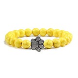 Bracelet en pierre naturelle avec pendentif de patte d'animal – Bracelet élastique en perles pour hommes et femmes