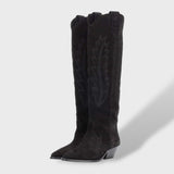 Bottes Cowboy Hautes Femme en Daim Brodées