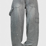 Jeans Cargo Dariya Balloon avec Brillance et Applications de Pierres Précieuses