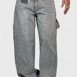 Jeans Cargo Dariya Balloon avec Brillance et Applications de Pierres Précieuses