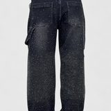 Jeans Cargo Dariya Balloon avec Brillance et Applications de Pierres Précieuses