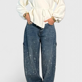 Jeans Cargo Dariya Balloon avec Brillance et Applications de Pierres Précieuses
